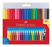 Faber-Castell Felt Tip Pens Grip Colour Markers Wallet of 20 Assorted Colours
