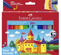Faber-Castell Fibre-tip Pens 154311 – Jumbo – Super Washable – 12 pc Multi-Coloured
