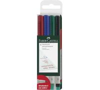 Faber-Castell Fine Non-Permanent Multimark (Wallet of 4) | Wipe clean ink for films and smooth surfaces