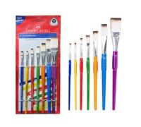 Faber-Castell Flat Synthetic Brushes, Artist Paint Brush Set, Sizes - (1, 2, 4, 6, 8, 10, 12), Non-Slip Tri-Grip Wooden Handle, Suitable for Tempera Poster Water Acrylic Colours Oil Crafts Face Body