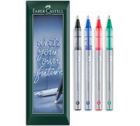 Faber-Castell Free Ink Roller Pen - 0.7mm Nib - Envelope Gift Pack of Rollerball Pens - Stationery for Office, Work, Home etc - Pack of 4 (Mixed)
