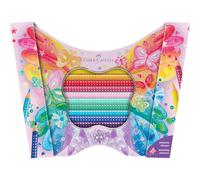 Faber-Castell Gift Set - Sparkle Colouring Pencils in Butterfly Shape Tin - 20 x Pencils inc Stickers