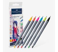 Faber-Castell Creative Studio Goldfaber Aqua Dual Marker, Multicoloured, Marker Wallet Of 6, For Art, Craft, Drawing, Sketching, Home, School, University, Colouring