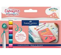 Faber-Castell Goldfaber Creative Marker Set, Brush Tip, Set of 6, Holiday Vibes, Drawing, Creative Lettering, Sketching, DIY, Upcycling, Colouring Marker Pen For Many Creative Art Projects