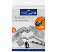 Faber-Castell Goldfaber Charcoal 114006 Drawing Set 8 Pieces Including Charcoal Pencils, Sharpener, Paper Wiper and Erase