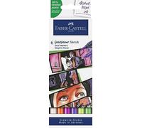 Faber Castell Goldfaber Sketch Marker Graphic Novel 164810 Alcohol Marker with Brush Tip and Fineliner Tip (Pack of 6)