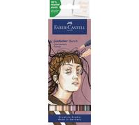 Faber-Castell Goldfaber Sketch Marker Portrait 164812 Pack of 6 Alcohol Markers with Brush Tip and Fineliner Tip