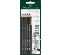 Faber-Castell 117897 - Grafiet aquarelpotlodenset, 6 stuks, incl. aquarelpenseel, voor kunstenaars