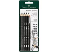 Faber-Castell 117897 - Grafiet aquarelpotlodenset, 6 stuks, incl. aquarelpenseel, voor kunstenaars