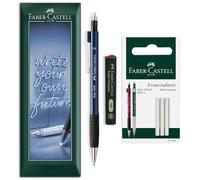 Faber-Castell Grip 1345 Mechanical Pencil Set | 0.5mm HB Propelling Pencil with Polymer Leads & Spare Eraser Refills for Writing, Sketching, Technical Drawing & Office Use (Navy Blue)