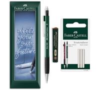 Faber-Castell Grip 1345 Mechanical Pencil Set | 0.5mm HB Propelling Pencil with Polymer Leads & Spare Eraser Refills for Writing, Sketching, Technical Drawing & Office Use (Green)