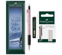Faber-Castell Grip 1345 Mechanical Pencil Set | 0.5mm HB Propelling Pencil with Polymer Leads & Spare Eraser Refills for Writing, Sketching, Technical Drawing & Office Use (Rose Shadows)