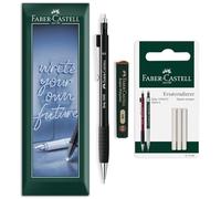 Faber-Castell Grip 1345 Mechanical Pencil Set | 0.5mm HB Propelling Pencil with Polymer Leads & Spare Eraser Refills for Writing, Sketching, Technical Drawing & Office Use (Black)