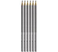 Faber-Castell Grip 2001 117697 Pencils, Barrel Colour: Silver, Black (2H, Pack of 6)