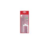 Faber-Castell Grip 2001 580073 Pencil Set Three Pencils Hardness B with Eraser and Sharpener Rose Shadows, pink
