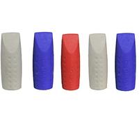 Faber-Castell Grip 2001 Eraser Cap Twin Pack - Coloured (Pack of 5), Blue,Grey,Red