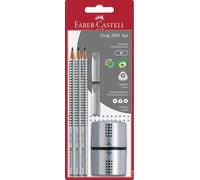 Faber Castell Grip 2001 HB Pencils x3, Eraser Caps x2, & Trio 3-Hole Sharpener