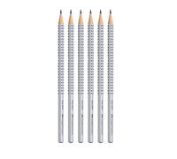 Faber-Castell Grip 2001 Pencil in Pack of 6 HB Hardness Case Colour Silver 2B