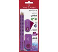 Faber-Castell Grip 2001 Set - Pencils, Eraser, Sharpener - Purple Blister of 5