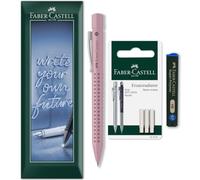 Faber-Castell Grip 2010 Mechanical Pencil Set, 3pcs, Rose Shadows | 0.7mm HB Leads, Ergonomic Shape & Dotted Grip, Refillable, Includes Replacement Leads & Erasers