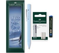 Faber-Castell Grip 2010 Mechanical Pencil Set, 3pcs, Sky Blue | 0.7mm HB Leads, Ergonomic Shape & Dotted Grip, Refillable, Includes Replacement Leads & Erasers