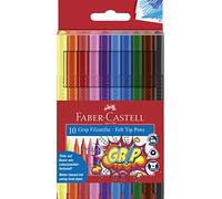 Faber-Castell "Grip Colour" Fibre Tip Pen with Plastic Case (Set of 10) assorted colours