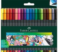 Faber-Castell Grip Finepen 0.4, Assorted Colours, Wallet of 20