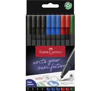Faber-Castell Grip Finepen Office Set - 10 Fineliners, 0.4 mm, Multicoloured