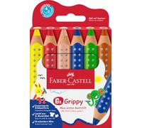 Faber-Castell Grippy 110630 Colouring Pencils Set, 6 Colouring Pencils for Toddlers from 2 Years, 3-in-1 Pens Set