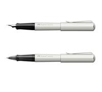 Faber-Castell Hexo Fountain Pen M + Rollerball Pen Gift Set Silver