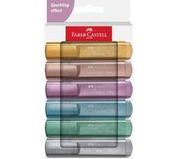 Faber-Castell 254676 Highlighter Set 46, Set of 6, Metallic Colours, with Durable Chisel Tip, Line Width 1-5 mm, Refillable