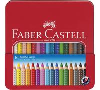 Faber-Castell Jumbo Grip Color Pencils 16-Color Set in a Tin Gift Box 110916