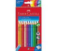 Faber-Castell Jumbo Grip Colouring Pencil, 12 Assorted Colours in Cardboard Case