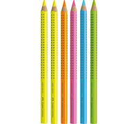 Faber-Castell - Jumbo Grip Neon Textliner Highlighter, 2 x Yellow, Green, Pink, Orange and Blue