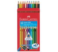 Faber-Castell Jumbo Grip Non Slip Grip, Assorted Colours, Wallet of 12 Ergonomic Triangular Shape