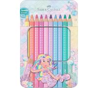 Faber-Castell 210910 Jumbo Colouring Pencils Set Sparkle 10 Thick Pastel Colouring Pencils for Children