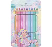 Faber-Castell - Jumbo Sparkle Pastel Colouring Pencils Set, 10 Colours | Thick pastel coloured pencils for creative painting projects, colouring pencils for children