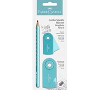 Faber-Castell Jumbo Sparkle Pencil, Eraser and Sharpener - Pearl Turquoise, 111676