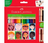 Faber Castell Leather Set Of 24 Coloured Pencils + 3 Bicolour Pencils With 6 Shades