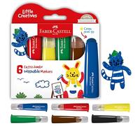 Faber-Castell Little Creatives Extra Jumbo Ultra Washable Markers for Kids - 6 Colors, Back to School Supplies, Art Supplies for Kids Toddlers, Preschool Ages 3+