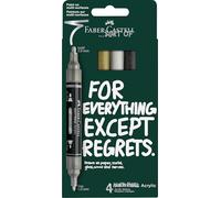 Faber-Castell Multimark Acrylic Dual Marker, Set of 4 Classic Colours, Art Set Supplies, Water-Based Acrylic Marker Pen, Double Ended, Bold & Fine Tip, Art Markers, Colouring Pens, Highlighters