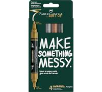 Faber-Castell Multimark Acrylic Dual Marker, Set of 4 Metal Colours, Art Set Supplies, Water-Based Acrylic Marker Pen, Double Ended, Bold & Fine Tip, Art Markers, Colouring Pens, Highlighters