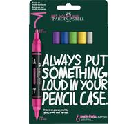 Faber-Castell Multimark Acrylic Dual Marker, Set of 6 Vibrant Colours, Art Set Supplies, Water-Based Acrylic Marker Pen, Double Ended, Bold & Fine Tip, Art Markers, Colouring Pens, Highlighters