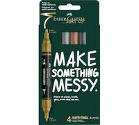 Faber-Castell Multimark Acrylic Dual Marker, Set of 4 Metal Colours, Art Set Supplies, Water-Based Acrylic Marker Pen, Double Ended, Bold & Fine Tip, Art Markers, Colouring Pens, Highlighters
