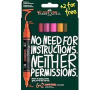 Faber-Castell 186019 Multimark Acrylic Marker Set, 8 Acrylic Pens with Double Tip, Waterproof and Quick-Drying
