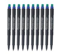 Faber-Castell Multimark (F) Permanent Marker Pens, BLUE, Fine Point (0.8mm), Pack of 10, Built In Eraser, Water n Fade Resistant, Marks on Most Surfaces