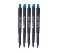 Faber-Castell Multimark (F) Permanent Marker Pens, BLUE, Fine Point (0.8mm), Pack of 5, Built In Eraser, Water n Fade Resistant, Marks on Most Surfaces