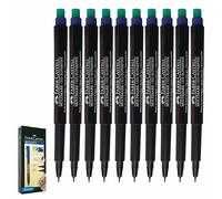 Faber-Castell Multimark (S) Permanent Marker Pens, BLUE, SuperFine Point (0.4mm), Pack of 10, Built In Eraser, Water n Fade Resistant, Marks on Most Surfaces