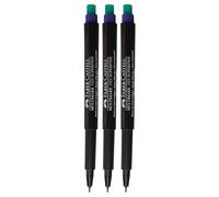 Faber-Castell Multimark (S) Permanent Marker Pens, BLUE, SuperFine Point (0.4mm), Pack of 3, Built In Eraser, Water n Fade Resistant, Marks on Most Surfaces