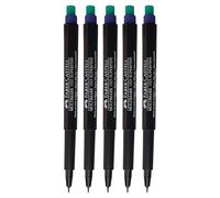 Faber-Castell Multimark (S) Permanent Marker Pens, BLUE, SuperFine Point (0.4mm), Pack of 5, Built In Eraser, Water n Fade Resistant, Marks on Most Surfaces
